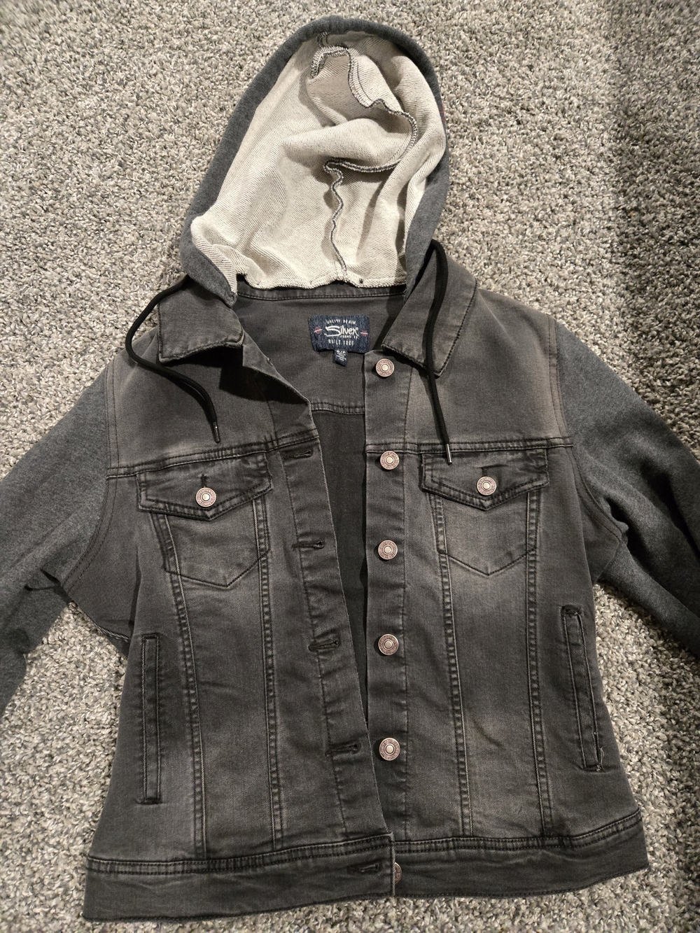 Silver Jeans Women’s Black Hooded Denim Jacket